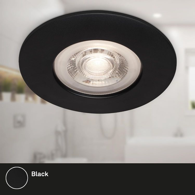 Picture of LED Downlight Spotlights, Set of 4 Recessed Ceiling Lights, IP44 Water Splash Protection, 230V, Warm White, 4.9 W 480lm, LED Downlights, Bathroom Ceiling Lights, 9x2.5cm, Black