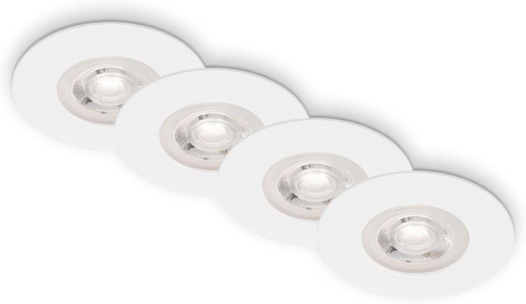 Picture of Set of 4 Recessed Ceiling Lights, Dimmable, Ultra-Flat LED Recessed Lights, Bathroom Recessed Spotlight, IP44, Matt White 90 x 25 mm (DxH)