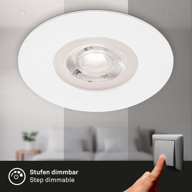 Picture of Set of 4 Recessed Ceiling Lights, Dimmable, Ultra-Flat LED Recessed Lights, Bathroom Recessed Spotlight, IP44, Matt White 90 x 25 mm (DxH)