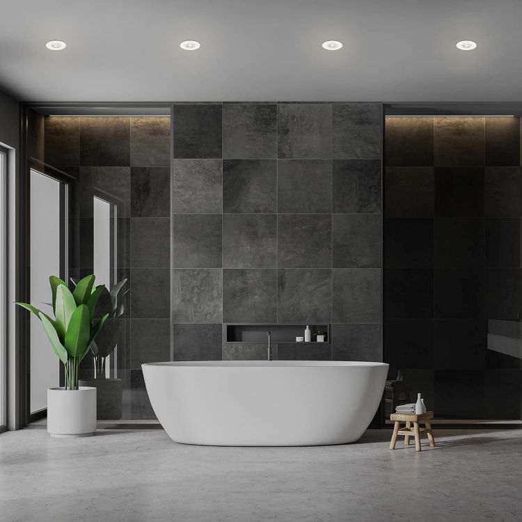 Picture of Set of 4 Recessed Ceiling Lights, Dimmable, Ultra-Flat LED Recessed Lights, Bathroom Recessed Spotlight, IP44, Matt White 90 x 25 mm (DxH)