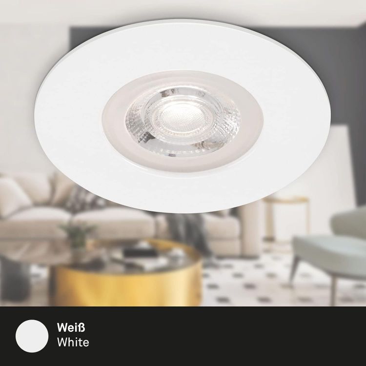 Picture of Set of 4 Recessed Ceiling Lights, Dimmable, Ultra-Flat LED Recessed Lights, Bathroom Recessed Spotlight, IP44, Matt White 90 x 25 mm (DxH)