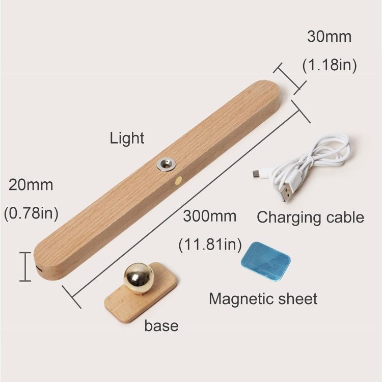 Picture of Vanity Light Stick On Mirror Fixtures, LED Rechargeable Bathroom Makeup Mirror Lights, Three-Level Dimmable Touch Control, 1 Piece 