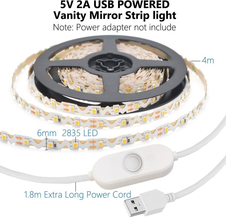 Picture of LED Vanity Mirror Lights for Makeup Dressing Table Vanity Set, Zigzag 4m Flexible LED Strip Light, Non-Dimmable (Mirror Not Include) 