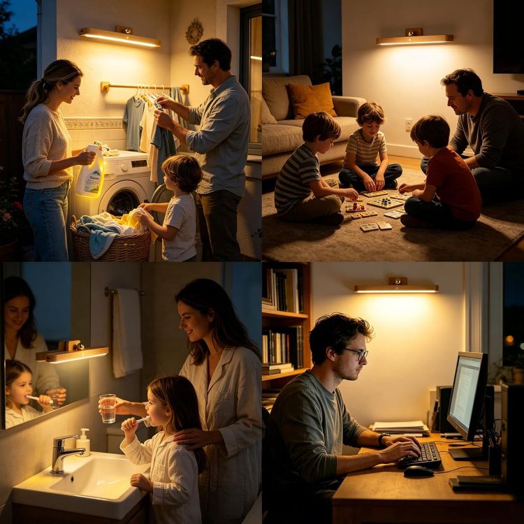 Picture of 2 PCS Vanity Light Stick On Mirror Fixtures, 3-Level Dimmable Touch Control LED Rechargeable Bathroom Lights, Makeup Mirror Lights for Bathroom Living Room Bedroom