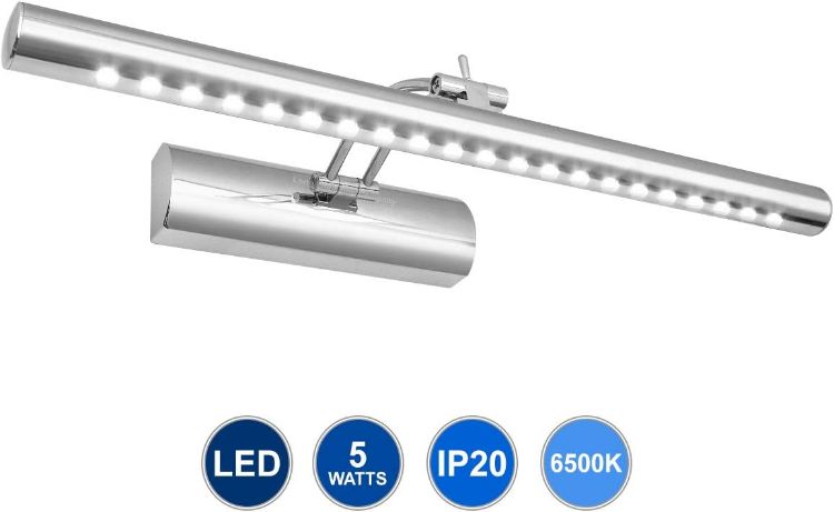 Picture of Long Life Lamp Company 5w LED Mirror Light Cool White 6500k Wall Mount Picture Light Chrome Adjustable ML11 