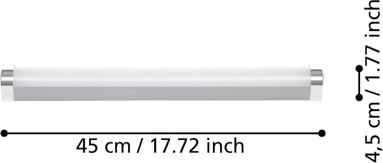 Picture of Eglo LED Bathroom wall Light Tragacete 1, Vanity Mirror lamp with Switch | over cabinet lighting made of plastic and metal in silver, white and chrome, neutral white, IP44, 18 inches