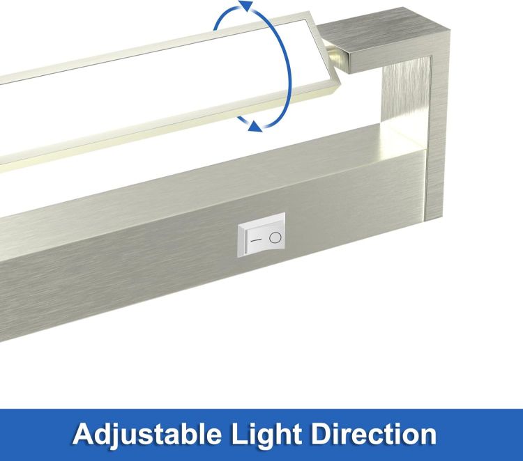 Picture of Bathroom Lights Over Mirror Brushed Nickel 42CM 18W Adjustable Modern Vanity Light Bar with Switch, Natural White 5000K Bath Light Fixtures for Makeup Bathroom Cabinet - ETL Certified
