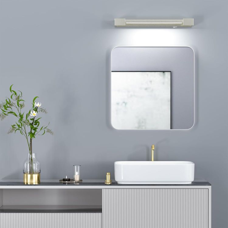 Picture of Bathroom Lights Over Mirror Brushed Nickel 42CM 18W Adjustable Modern Vanity Light Bar with Switch, Natural White 5000K Bath Light Fixtures for Makeup Bathroom Cabinet - ETL Certified