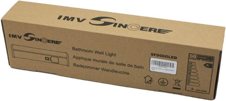 Picture of IMVSINCERE Shaver Light LED Wall Mounted Luminaire Wall Makeup for Bathroom Waterproof IP44 41CM 6W 4500K Natural White Mirror Front 600LM Bathroom with Shaver Socket and Switch 