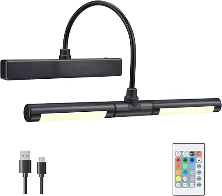 Picture of BIGMONAT LED Mural light, Wireless Charging LED Bathroom Mirror Cabinet Light, Makeup Cabinet Light, Rotatable Lamp Holder, with Remote Dimming and Timer, Upgraded to 12 Color Changing Silver