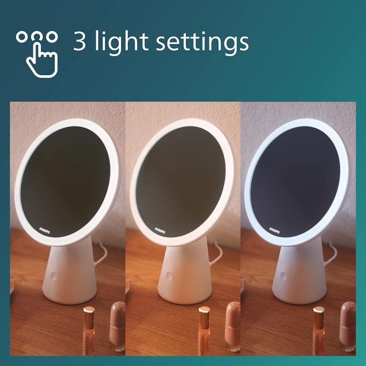 Picture of PHILIPS LED Mirror Desk Lamp [Cool to Warm White 3000-5000K - White] 4.5W Charge with USB. for Make Up and Beauty Lighting