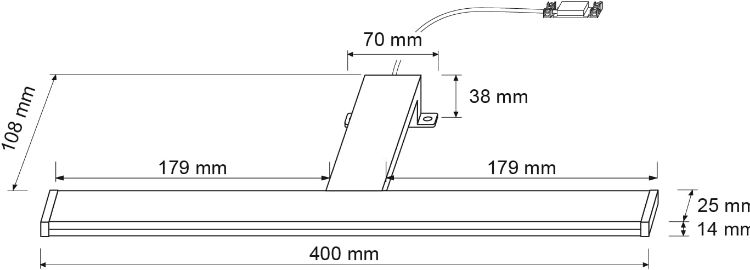 Picture of SEBSON® LED Bathroom Mirror Light with Switch 40cm - IP44 Neutral White 4000K 8W 800lm - Mirror Cabinet Lighting - LED Makeup Light - 400x133x38mm [Energy Class F]