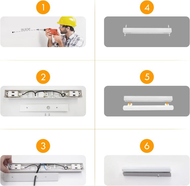 Picture of LED Bathroom Wall Lamp Above Mirror Light 8W, White Under Kitchen Cabinet Lights 513MM, with Replaceable S14S 700Lm LED Tube Light Bulb, Make-up Mirror Light Neutral White Lighting 4000K Not Dimmable