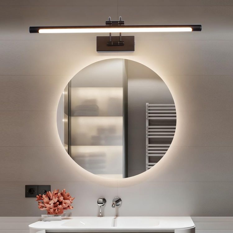Picture of MantoLite LED Bathroom Over Mirror Light 3CCT 60CM Long Vanity Wall Light Dimmable Black Cabinet Picture Lights for Wall Ajustable Black Indoor Lighting Wall Sconce Hotel Bedside 15W Reading Lamps