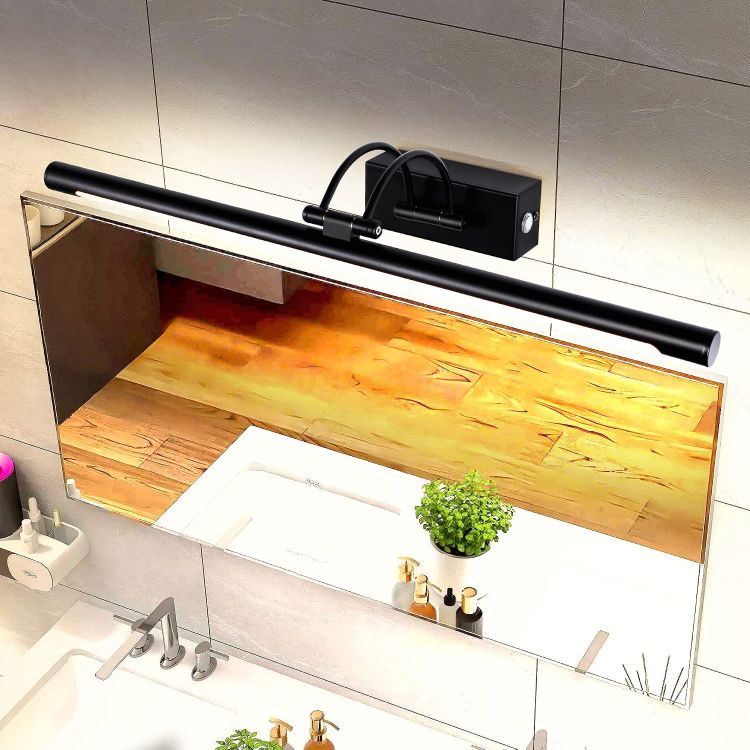 Picture of MantoLite LED Bathroom Over Mirror Light 3CCT 60CM Long Vanity Wall Light Dimmable Black Cabinet Picture Lights for Wall Ajustable Black Indoor Lighting Wall Sconce Hotel Bedside 15W Reading Lamps