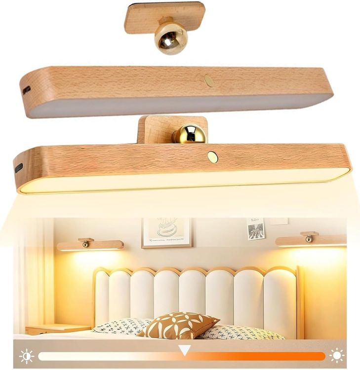 Picture of 2Pcs Rechargeable Bathroom Wall Light, 800mAh Cordless LED Vanity Mirror Lights Stick on with 3-Level Dimmable Touch Control, Magnetic Battery Operated Wall Lights for Bathroom Bedroom Makeup [Energy Class A]