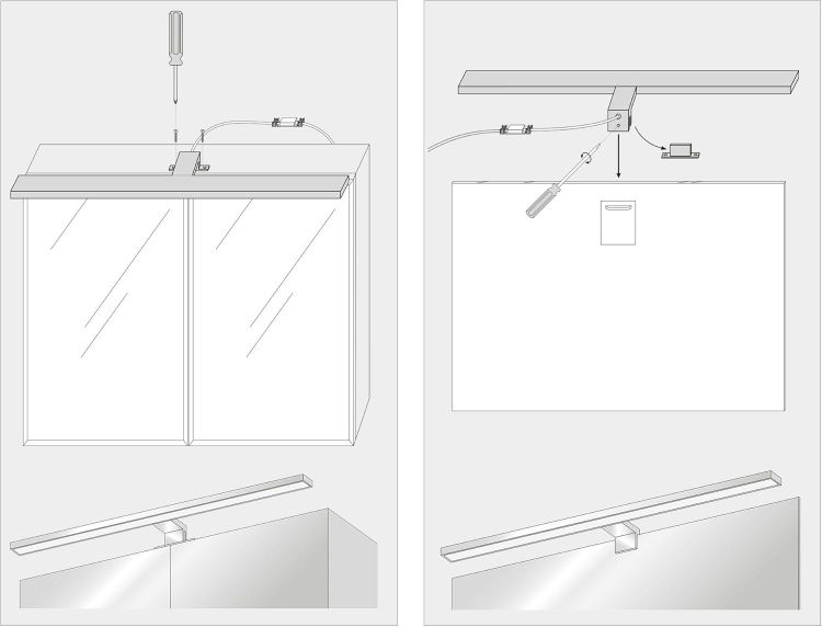 Picture of SEBSON LED Bathroom Mirror Light 30cm 5W 400lm Neutral White 4000K | Mirror Lighting Cabinet Mounted + Clip On, Bathroom Lamp IP44 - 300x95x41mm