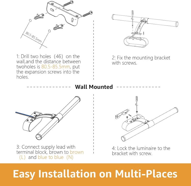 Picture of Aigostar 8W Bathroom Vanity Lighting Fixtures 950LM 60CM 4000K | IP44 Waterproof Bathroom Mirror Wall Light, Cabinet Picture Wall Light for Bedroom, LED Makeup Shaver Lamp