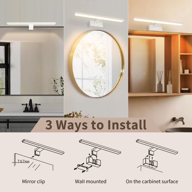 Picture of Aigostar 8W Bathroom Mirror Wall Light 40CM 4000K IP44 Waterproof | Bathroom Vanity Lighting Fixtures 560LM, Cabinet Picture Wall Light for Bedroom, LED Makeup Shaver Lamp, White