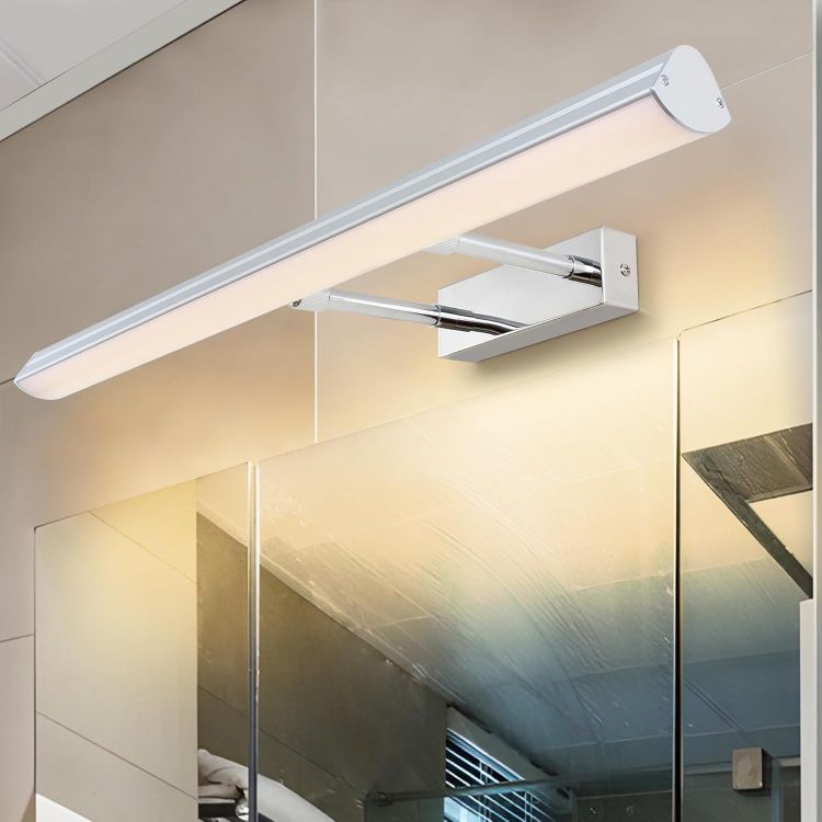 Picture of MantoLite 60CM LED Bathroom Mirror Lights Adjustable Angle 180°12W Picture Lights IP44 Bath Wall Lights Chrome Vanity Light for Bedroom Living Room 3000K Shaving Light 