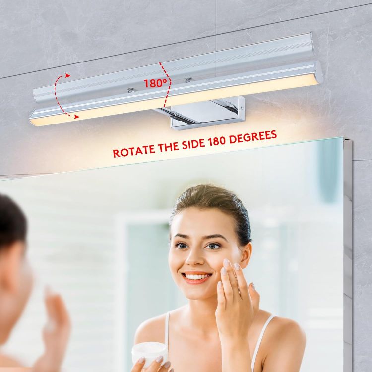 Picture of MantoLite 60CM LED Bathroom Mirror Lights Adjustable Angle 180°12W Picture Lights IP44 Bath Wall Lights Chrome Vanity Light for Bedroom Living Room 3000K Shaving Light 