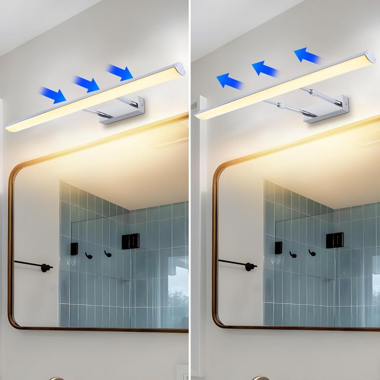 Picture of MantoLite 60CM LED Bathroom Mirror Lights Adjustable Angle 180°12W Picture Lights IP44 Bath Wall Lights Chrome Vanity Light for Bedroom Living Room 3000K Shaving Light 