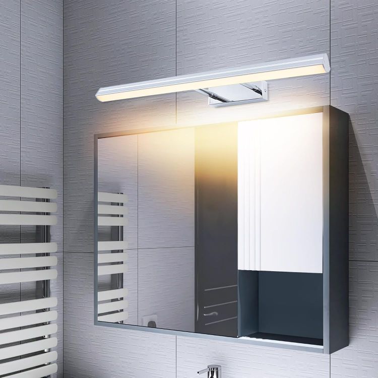 Picture of MantoLite 60CM LED Bathroom Mirror Lights Adjustable Angle 180°12W Picture Lights IP44 Bath Wall Lights Chrome Vanity Light for Bedroom Living Room 3000K Shaving Light 