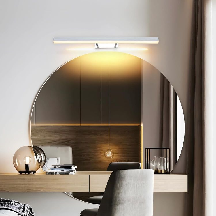 Picture of MantoLite 60CM LED Bathroom Mirror Lights Adjustable Angle 180°12W Picture Lights IP44 Bath Wall Lights Chrome Vanity Light for Bedroom Living Room 3000K Shaving Light 