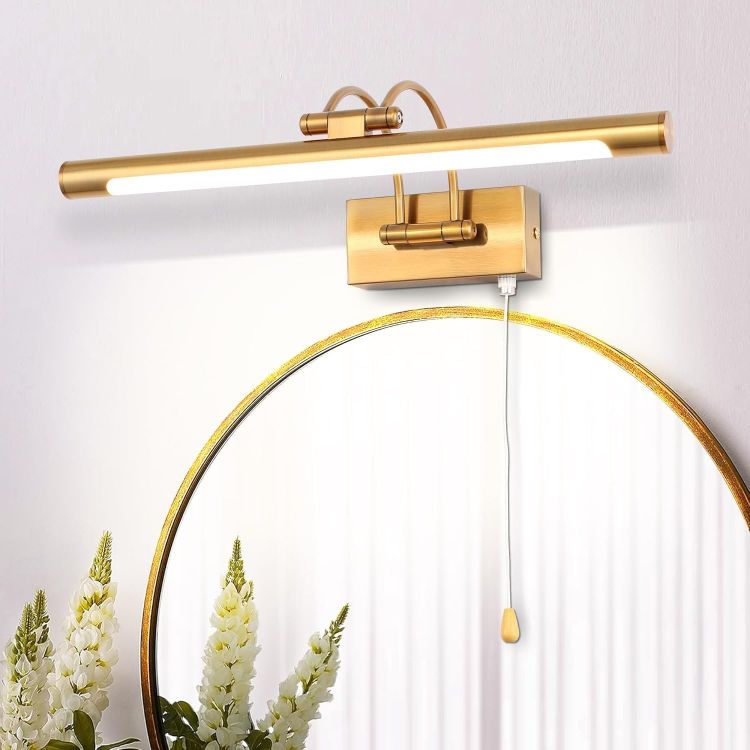 Picture of Black 8W Picture Lights for Wall Bathroom Mirror Light Bathroom Wall Light with Pull Cord 3000K IP44 for Living Room Bathroom Hotel Restaurant