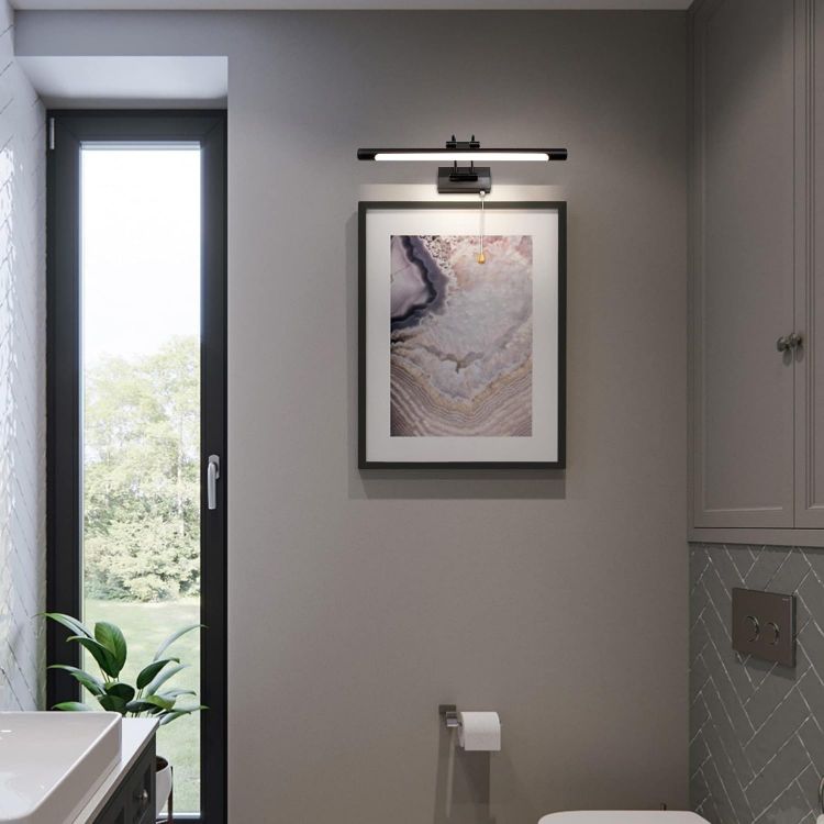 Picture of Black 8W Picture Lights for Wall Bathroom Mirror Light Bathroom Wall Light with Pull Cord 3000K IP44 for Living Room Bathroom Hotel Restaurant