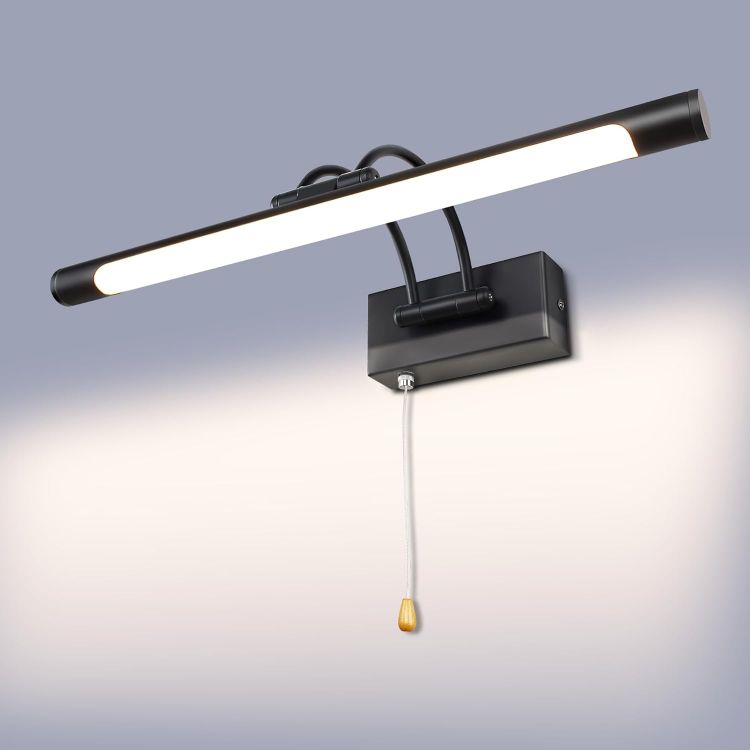 Picture of Black 8W Picture Lights for Wall Bathroom Mirror Light Bathroom Wall Light with Pull Cord 3000K IP44 for Living Room Bathroom Hotel Restaurant