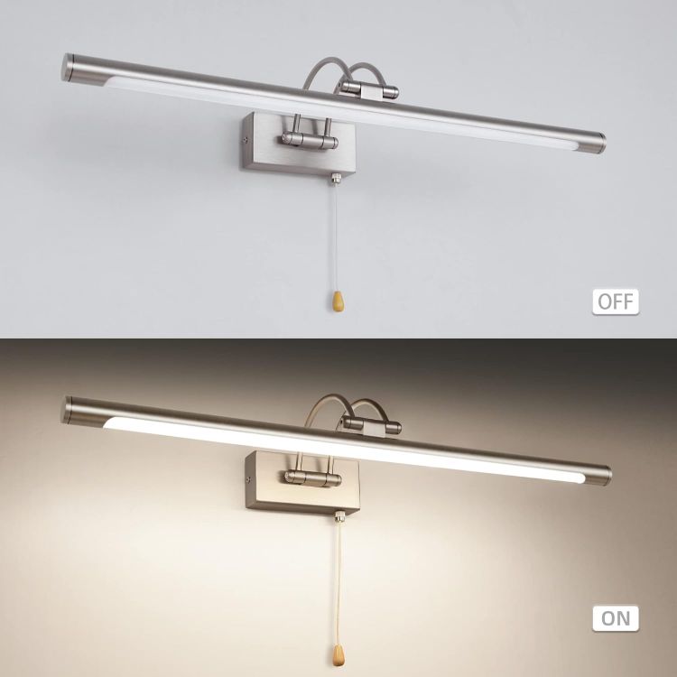Picture of 60cm LED Picture Light with Pull Cord Bathroom Mirror Light with Switch for Living Room Adjustable Arm Bedside Reading Lamp Fixtures for Hotel 1320Lm 3000K IP44