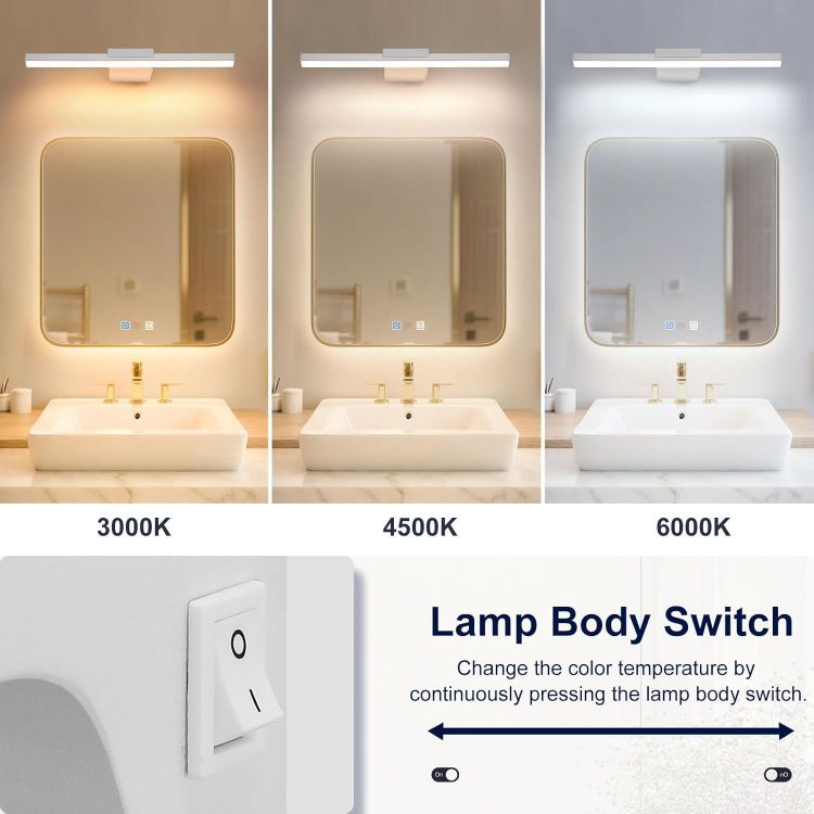 Picture of ENCOFT 40cm Bathroom Mirror Light with Switch IP44 Rated 3 Colour Temperature Picture Wall Light 8W Over Mirror Bathroom Lights for Vanity Bedroom Living Room 