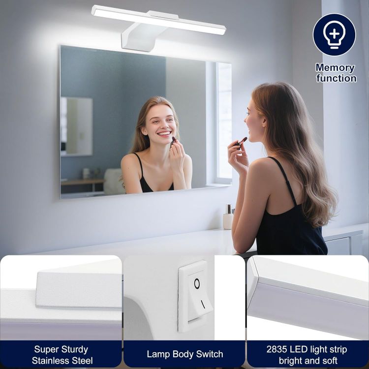 Picture of ENCOFT 40cm Bathroom Mirror Light with Switch IP44 Rated 3 Colour Temperature Picture Wall Light 8W Over Mirror Bathroom Lights for Vanity Bedroom Living Room 