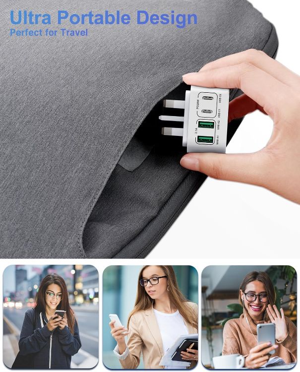 Picture of 40W USB C Plug Fast Charge, UK 4-Port Multi USB Charger Plug Fast Charging Head for iPhone 17 16 15 14 13 12 11 Pro Max SE XS XR Plus, iPad, Samsung Galaxy,Dual USBC Power Adaptor Type C Wall Head