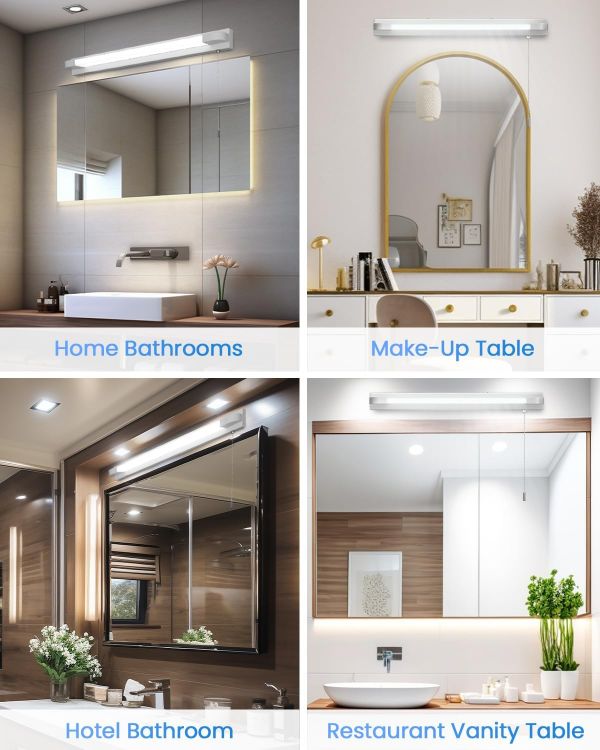 Picture of Bonlux LED Bathroom Mirror Light with Pull Cord Light Switch 7W Cool White 6000K IP44 LED Mirror Front Wall Light for Bathroom Hotel Restaurant