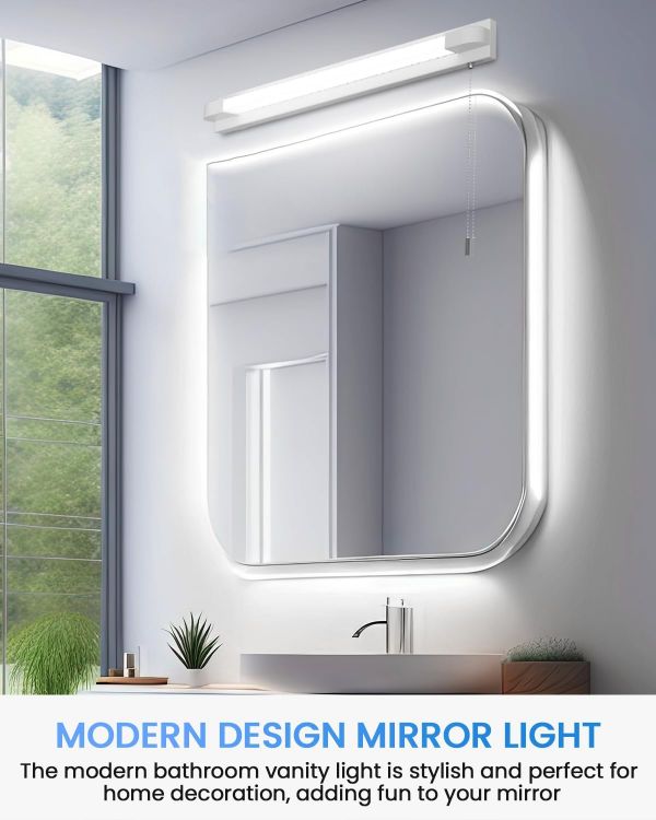 Picture of Bonlux LED Bathroom Mirror Light with Pull Cord Light Switch 7W Cool White 6000K IP44 LED Mirror Front Wall Light for Bathroom Hotel Restaurant