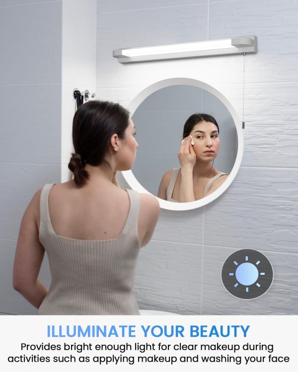Picture of Bonlux LED Bathroom Mirror Light with Pull Cord Light Switch 7W Cool White 6000K IP44 LED Mirror Front Wall Light for Bathroom Hotel Restaurant
