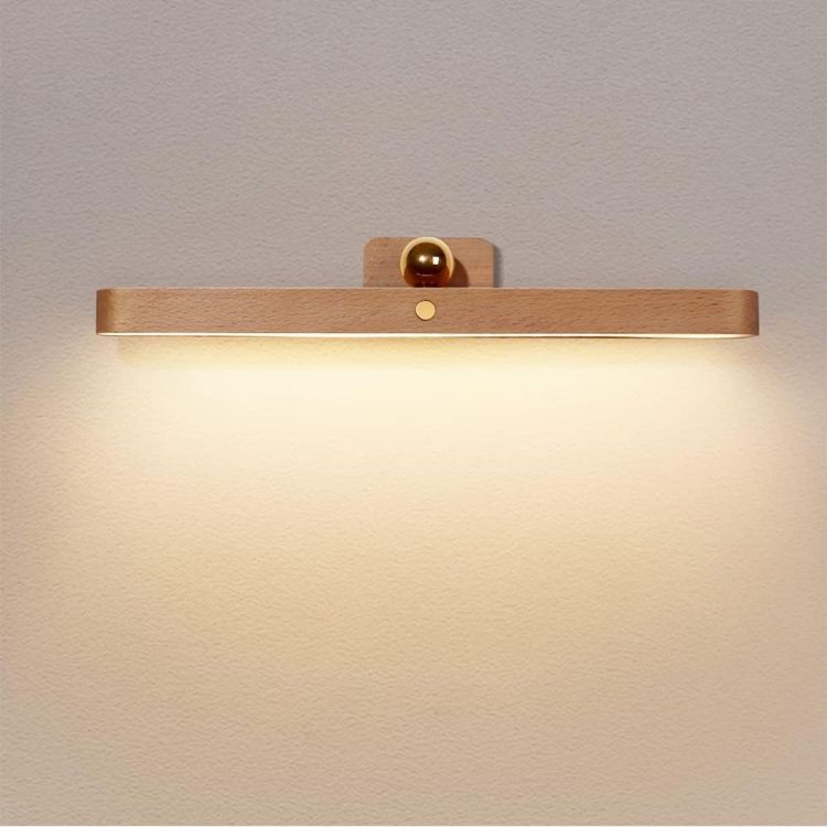 Picture of Led Rechargeable Bathroom Light Fixtures Three-Level Dimmable Touch Control Vanity Lights, Magnetic Vanity Light Bar for Bathroom Living Room Bedroom (NO-HB006) | Rechargeable USB C,3-level dimming, beech finish, ideal for halls,cabinets, bedroom, bathroom, pictures, home decor