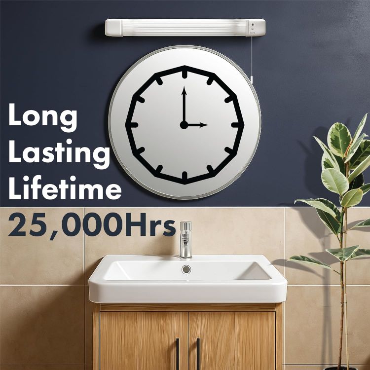 Picture of 8W LED Shaver Light with Dual Voltage Socket, Pull Cord Switch & Diffuser, Bathroom Sink Mirror