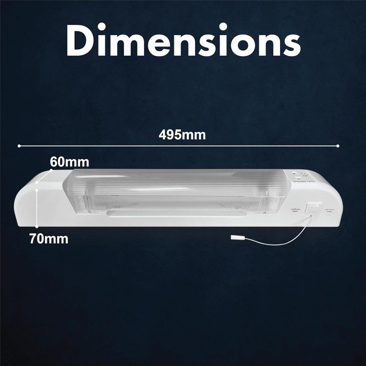 Picture of 8W LED Shaver Light with Dual Voltage Socket, Pull Cord Switch & Diffuser, Bathroom Sink Mirror