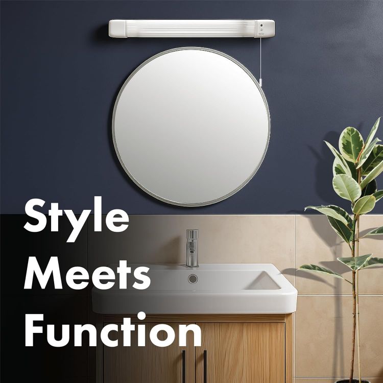 Picture of 8W LED Shaver Light with Dual Voltage Socket, Pull Cord Switch & Diffuser, Bathroom Sink Mirror