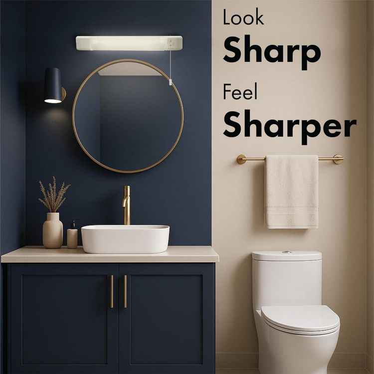 Picture of 8W LED Shaver Light with Dual Voltage Socket, Pull Cord Switch & Diffuser, Bathroom Sink Mirror