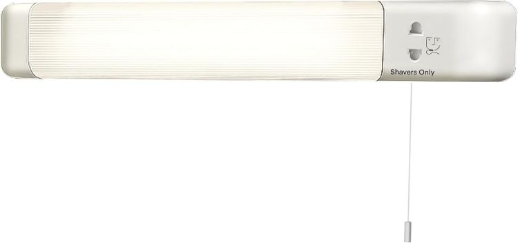 Picture of 8W LED Shaver Light with Dual Voltage Socket, Pull Cord Switch & Diffuser, Bathroom Sink Mirror