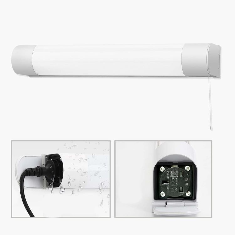 Picture of IMVSINCERE LED Wall Lights 6W Mirror Light with Shaver Socket,4000k Bathroom Mirror Lighting Pull Cord Switch,IP44 43CM 500LM Shaver Lights for Hotel Toilet Shower Room (1, Non USB Port)