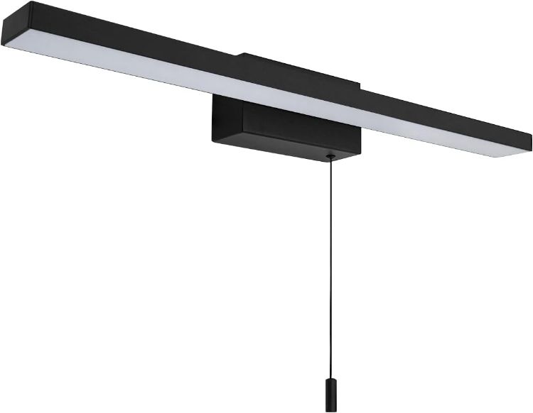 Picture of Long Life Lamp Company Black LED Mirror Light IP44 6500K Cool White Pull Cord Control ML25 [Energy Class G]