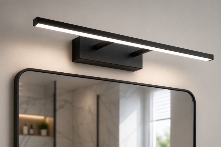 Picture of TEKLED Picture Lights for Wall | Modern Bathroom Vanity Mirror LED Light | 12W 4000K Cool White Energy Saving | IP44 Waterproof Over Mirror Lamp for Makeup & Picture Frames | Black [Energy Class G]