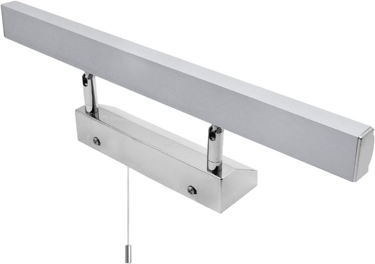 Picture of Long Life Lamp Company Adjustable LED Bathroom Mirror Light Pull Cord Switch Cool White 7w 6500k Chrome and Frosted ML16