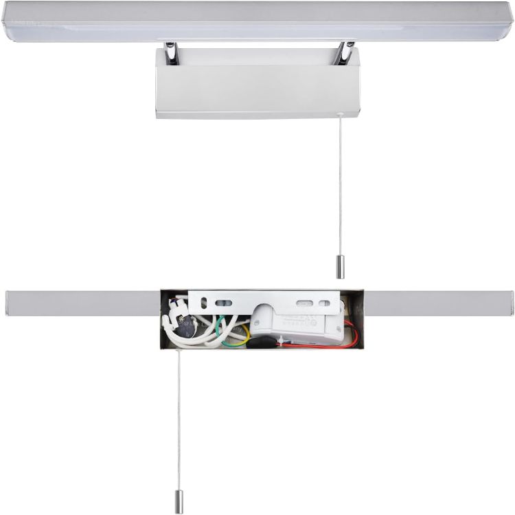 Picture of Long Life Lamp Company Adjustable LED Bathroom Mirror Light Pull Cord Switch Cool White 7w 6500k Chrome and Frosted ML16