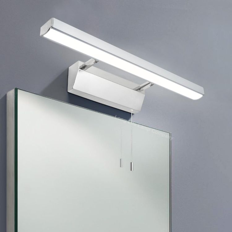 Picture of Long Life Lamp Company Adjustable LED Bathroom Mirror Light Pull Cord Switch Cool White 7w 6500k Chrome and Frosted ML16